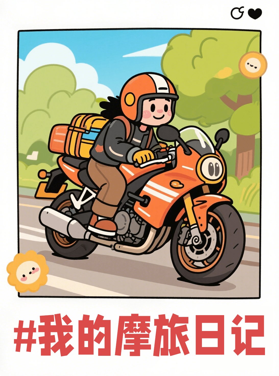 参加 #我的摩旅日记 话题活动，赢取周边奖励。