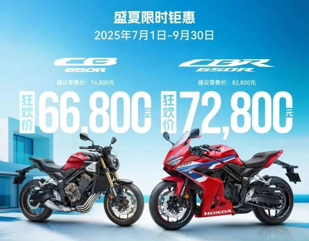 又降10,000元！新款本田 CB650R/CBR650R 再度降价