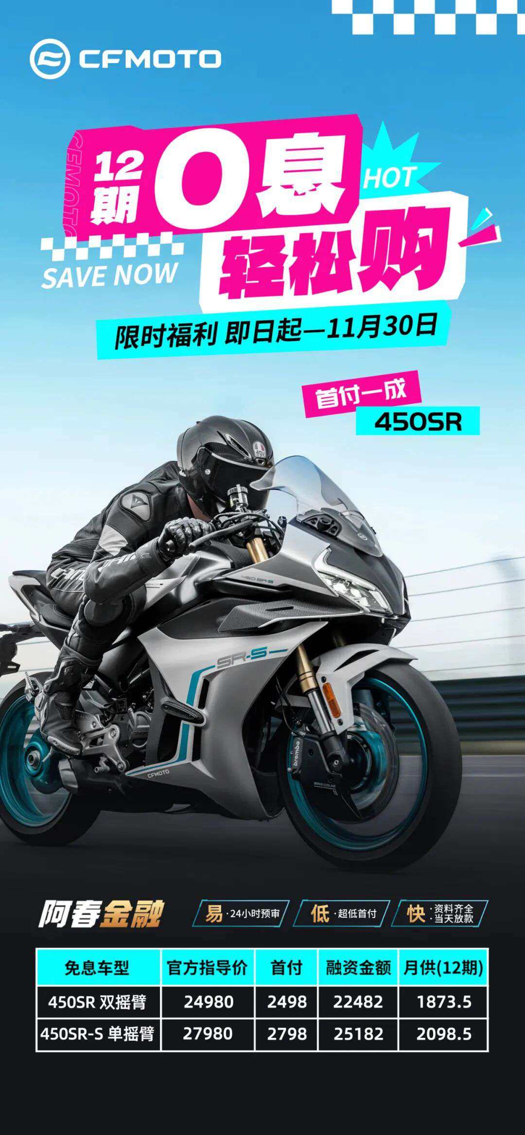 450SR限时福利!首付1成+12期免息!