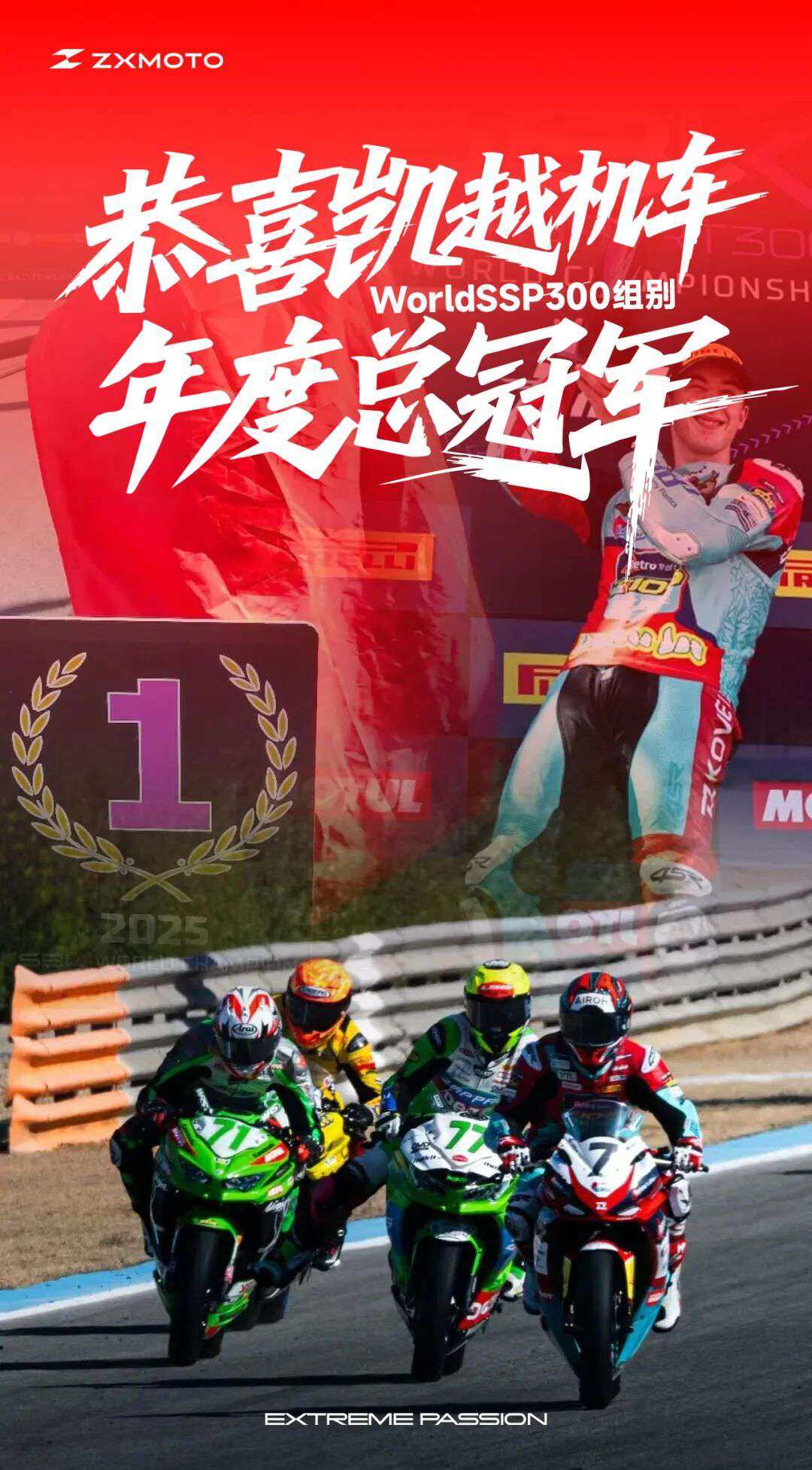 ZXMOTO丨恭喜凯越机车斩获世界超级摩托车锦标赛300组别年度总冠军!