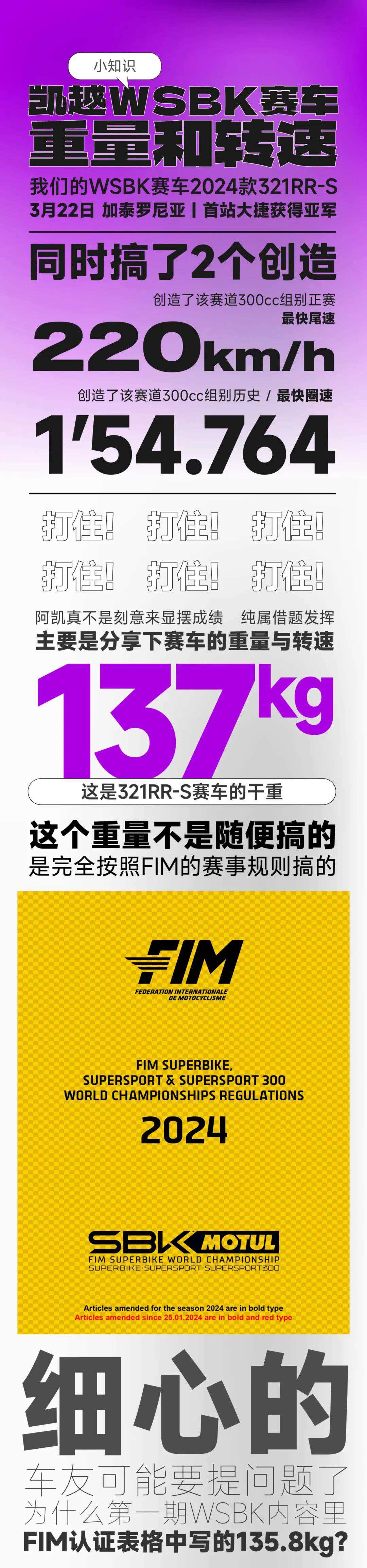热知识丨 凯越WSBK赛车重量和转速