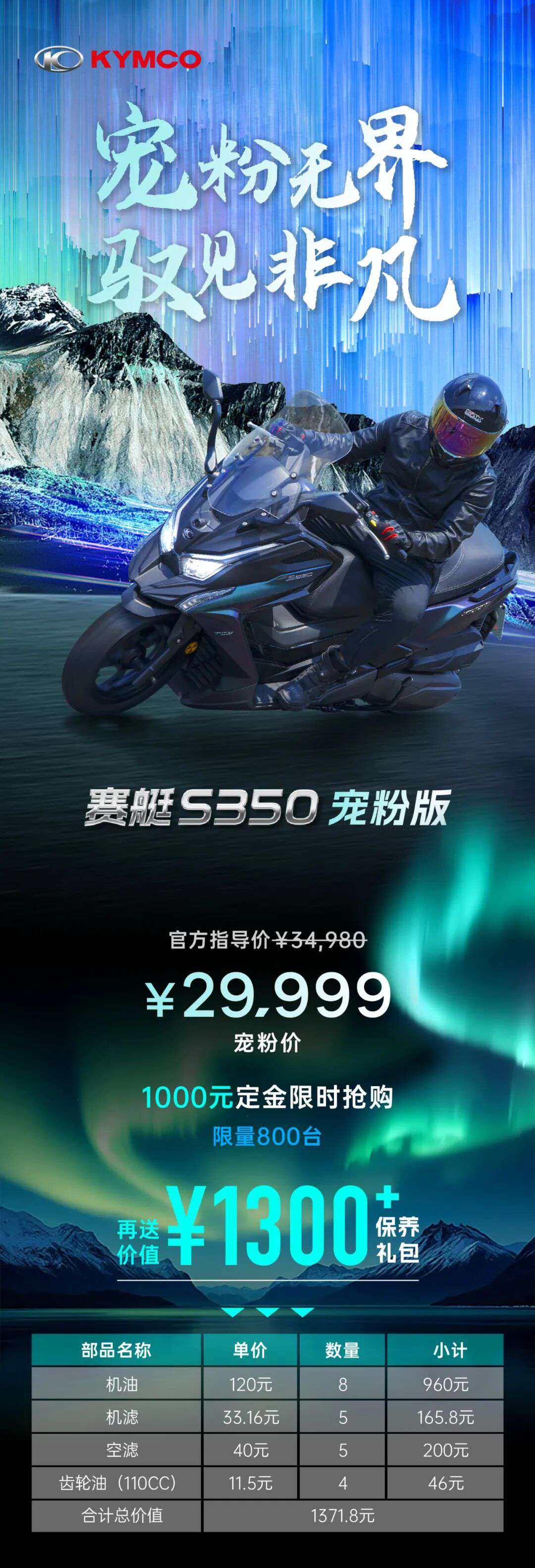29999 ！ 光阳赛艇S350宠粉版 非凡而来！