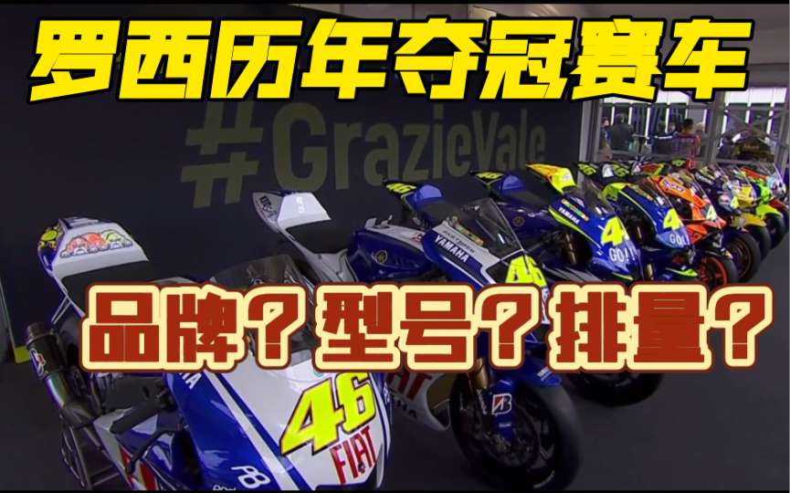 摩托车中的天花板九冠王罗西历年夺冠赛车品牌，型号，排量，马力一览无余！本周末11月14日将成瓦伦西亚完成他生涯最后一站！